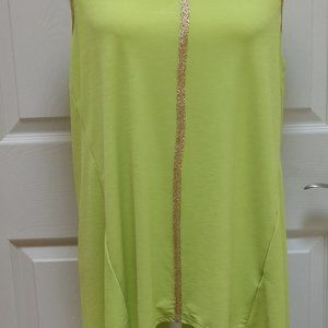 Spense Chartreuse Green Long Hi-Lo Tank Top Size L